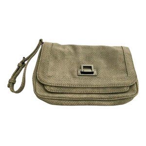 Gap Faux Reptile Skin Wristlet Gray Green Imitation Leather